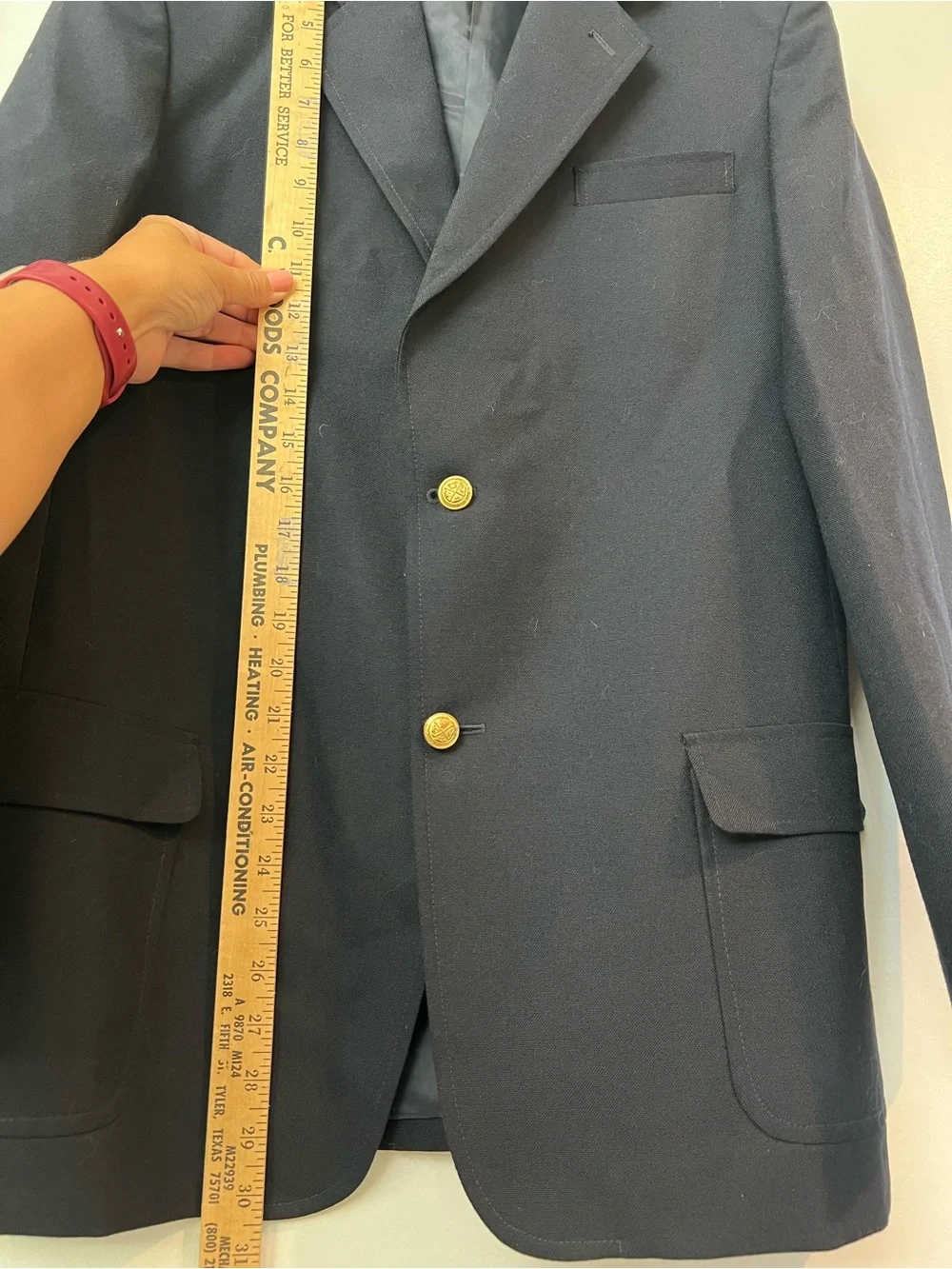 Europa Collection Diffusion Navy Blazer with Gold Buttons 38R tag 20R wool EUC
